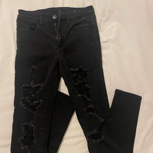 American Eagle Black Ripped Jeans - High Waisted